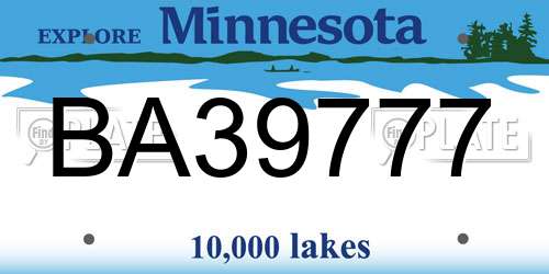 BA39777 Minnesota License Plate