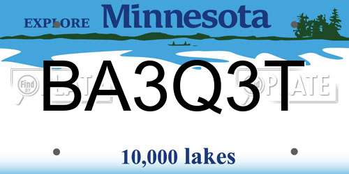 BA3Q3T Minnesota License Plate