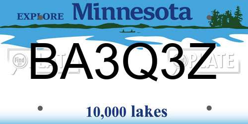 BA3Q3Z Minnesota License Plate