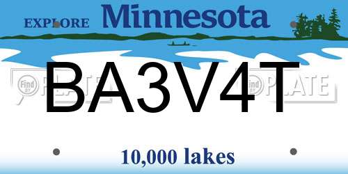 BA3V4T Minnesota License Plate