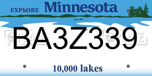 BA3Z339 Minnesota License Plate