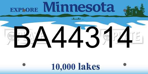 BA44314 Minnesota License Plate