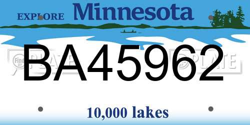 BA45962 Minnesota License Plate