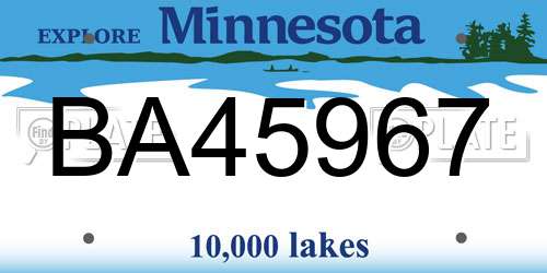 BA45967 Minnesota License Plate