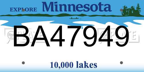 BA47949 Minnesota License Plate