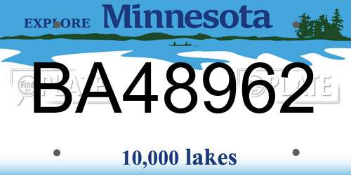 BA48962 Minnesota License Plate