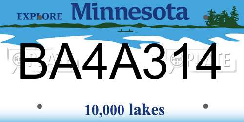 BA4A314 Minnesota License Plate