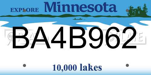 BA4B962 Minnesota License Plate