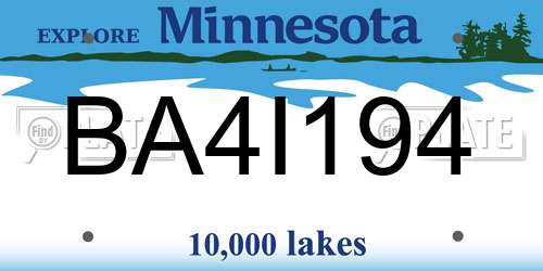 BA4I194 Minnesota License Plate