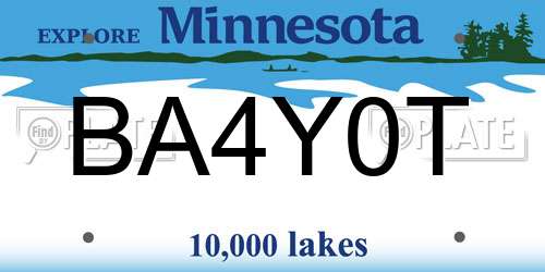 BA4Y0T Minnesota License Plate