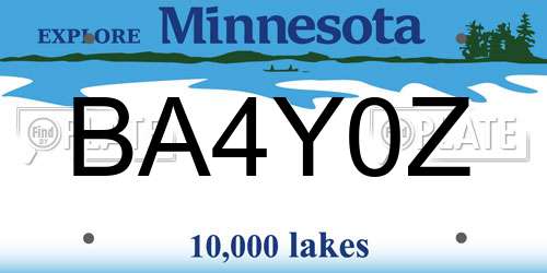 BA4Y0Z Minnesota License Plate