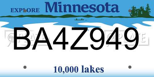 BA4Z949 Minnesota License Plate