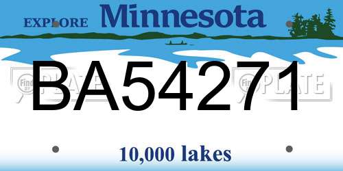 BA54271 Minnesota License Plate