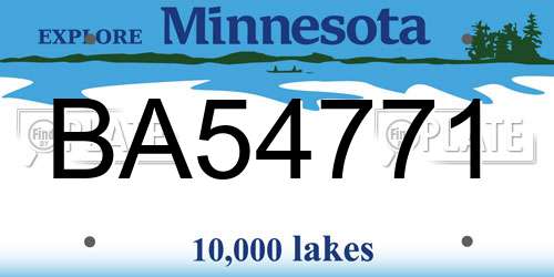 BA54771 Minnesota License Plate