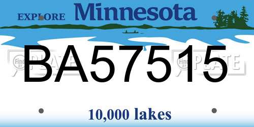 BA57515 Minnesota License Plate