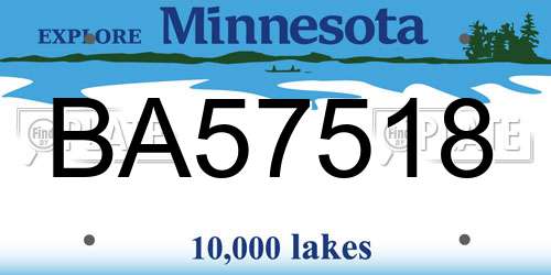 BA57518 Minnesota License Plate