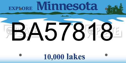 BA57818 Minnesota License Plate