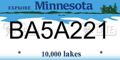 BA5A221 Minnesota License Plate