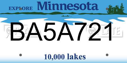 BA5A721 Minnesota License Plate