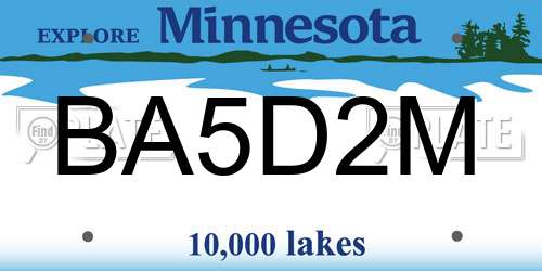 BA5D2M Minnesota License Plate