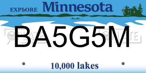 BA5G5M Minnesota License Plate