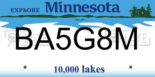 BA5G8M Minnesota License Plate