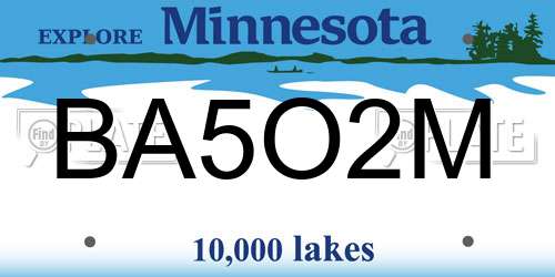 BA5O2M Minnesota License Plate