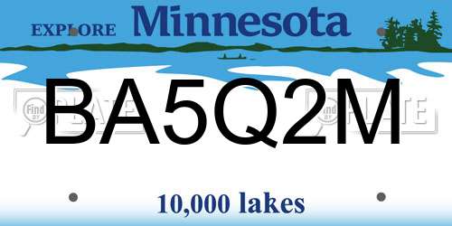 BA5Q2M Minnesota License Plate