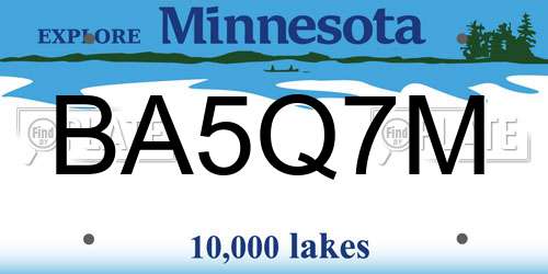 BA5Q7M Minnesota License Plate