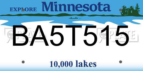BA5T515 Minnesota License Plate