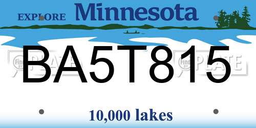 BA5T815 Minnesota License Plate