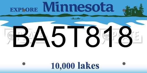 BA5T818 Minnesota License Plate