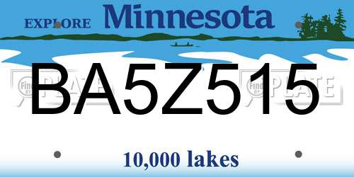 BA5Z515 Minnesota License Plate