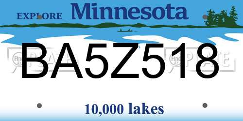 BA5Z518 Minnesota License Plate