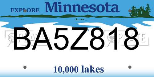 BA5Z818 Minnesota License Plate