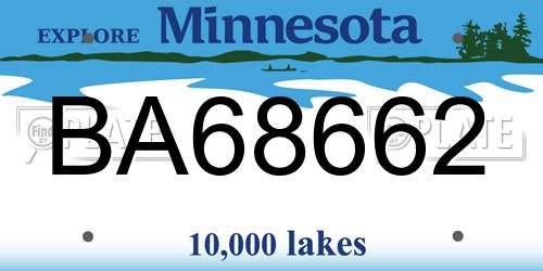 BA68662 Minnesota License Plate