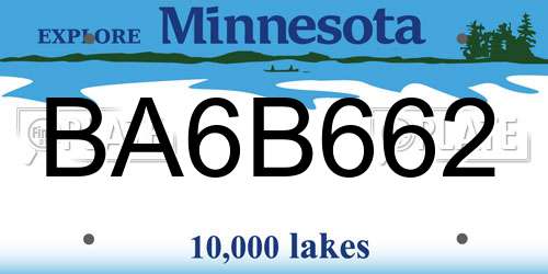 BA6B662 Minnesota License Plate