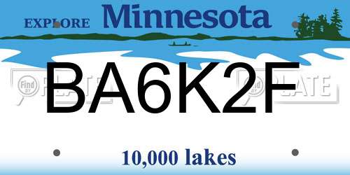 BA6K2F Minnesota License Plate