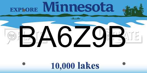 BA6Z9B Minnesota License Plate