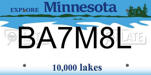 BA7M8L Minnesota License Plate
