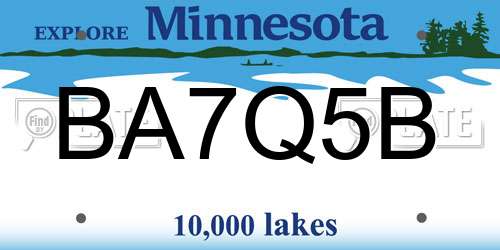 BA7Q5B Minnesota License Plate