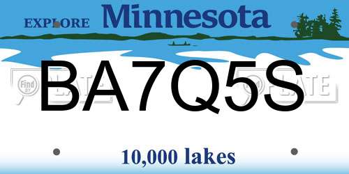 BA7Q5S Minnesota License Plate