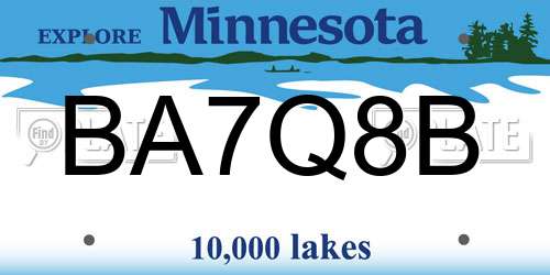 BA7Q8B Minnesota License Plate