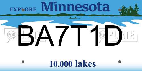 BA7T1D Minnesota License Plate