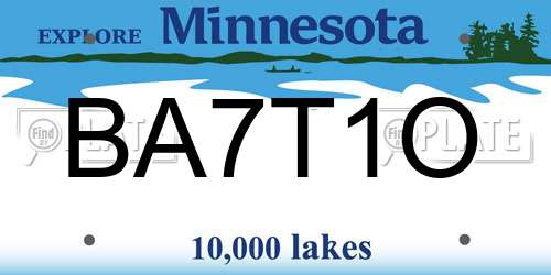 BA7T1O Minnesota License Plate