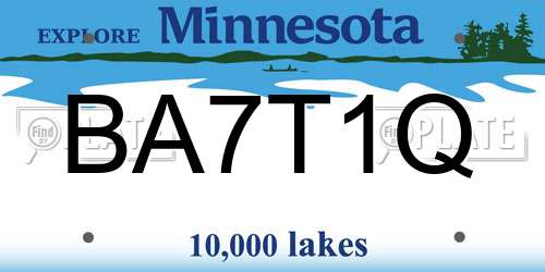 BA7T1Q Minnesota License Plate