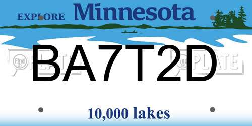 BA7T2D Minnesota License Plate