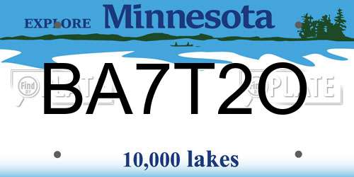 BA7T2O Minnesota License Plate