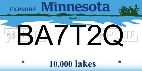 BA7T2Q Minnesota License Plate