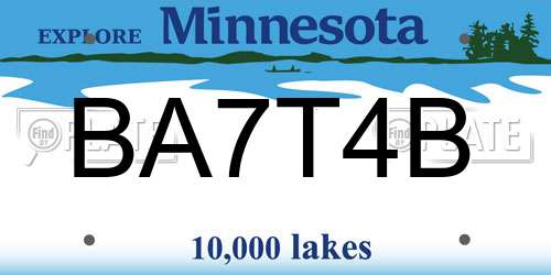 BA7T4B Minnesota License Plate